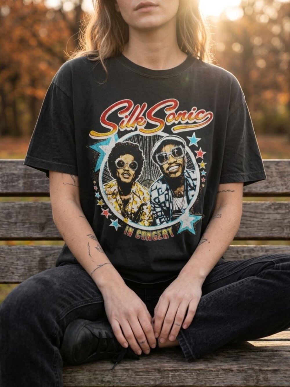 Silk Sonic Vintage Concert Tee Retro Y2K Bruno Mars Streetwear Shirt